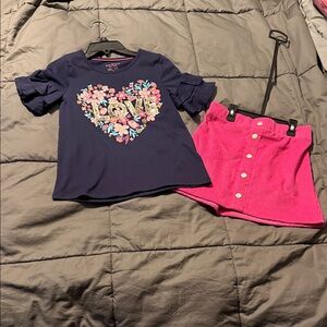 Isaac Mizrahi Navy Floral Love Tee and Pink Skirt size 7/8